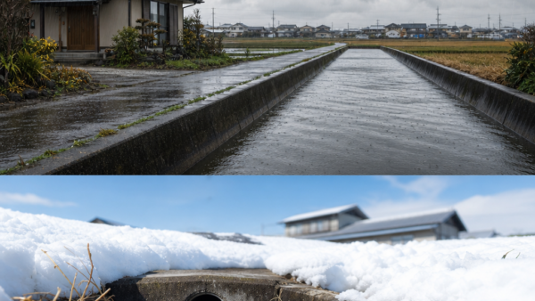 エルニーニョ時の秋雨と雪どけ前の排水確認
